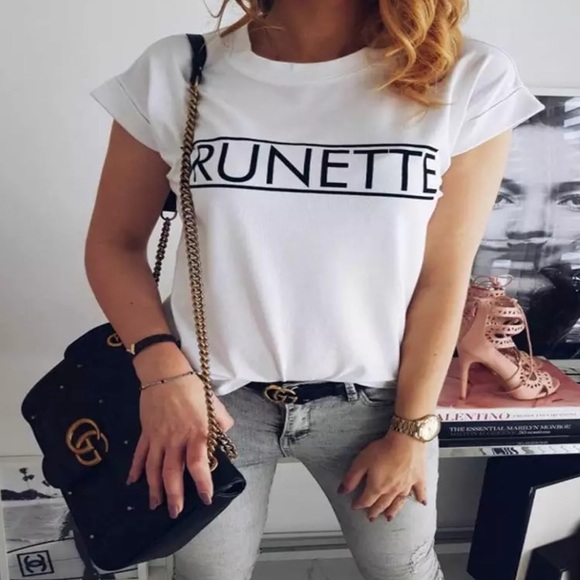 White graphic T-shirt “brunette” - Picture 2 of 3